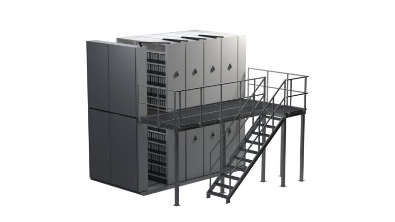 two-story mobile shelving system
