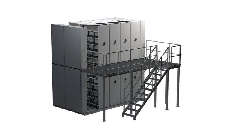 Mobilt reolsystem i to etager
