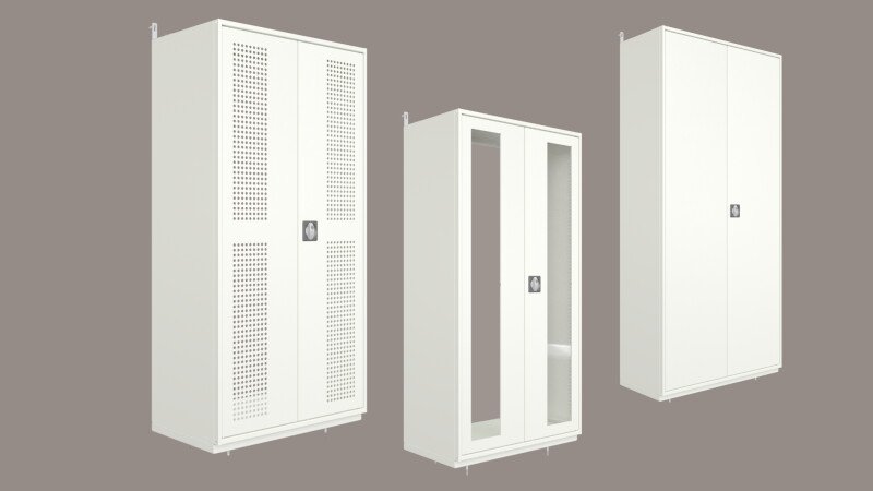 Are available as hinged doors in glass, solid steel and perforated doors. You can also choose sliding doors in multiple wood designs or roller front doors.
