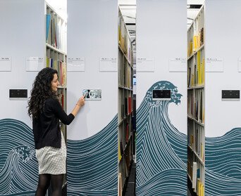 Library high density mobile shelving