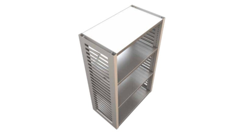 Gavle med udskæring har rektangulære udskæringer, der muliggør ventilation i systemet og skaber et mere åbent system.