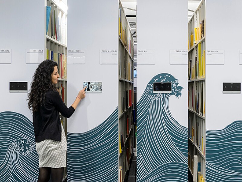 Library high density mobile shelving