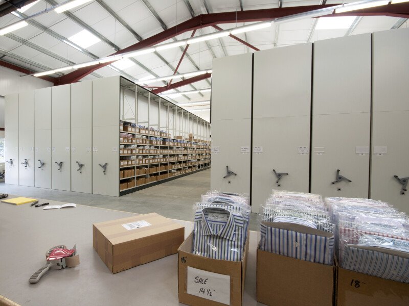 Warehouse high density mobile shelving